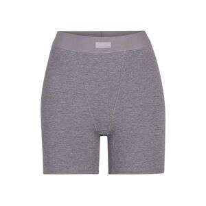 SKIMS Ribbed High-Waist Biker Shorts in Heather Gray